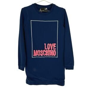 Vintage Y2K Love Moschino Logo Sweater Mid Length Flower Embroidery US 4 Euro